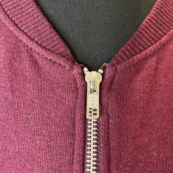 NWOT/ H&M  Bomber Style Sweatshirt/ eggplant,zip fr,side pockets,notch collar - Picture 9 of 10
